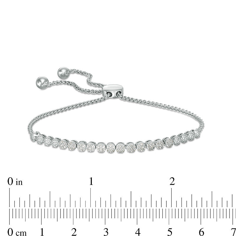 Main Image 2 of 1/4 CT. T.W. Composite Diamond Bolo Bracelet in Sterling Silver - 9.5"