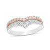 Thumbnail Image 1 of 1/2 CT. T.W. Princess-Cut and Round Diamond Double Chevron Anniversary Band in 14K Two-Tone Gold