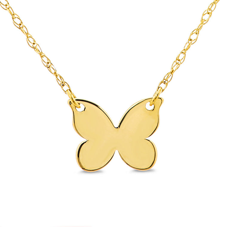 Diamond-Cut Mini Butterfly Two-Tone Necklace Charm in 10K Solid Gold |  Banter