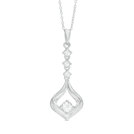 5.0mm Lab-Created White Sapphire Flame Pendant in Sterling Silver