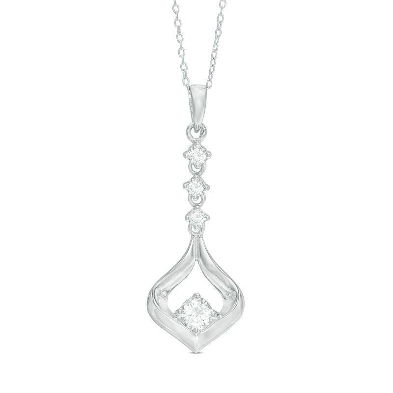 Main Image 1 of 5.0mm Lab-Created White Sapphire Flame Pendant in Sterling Silver
