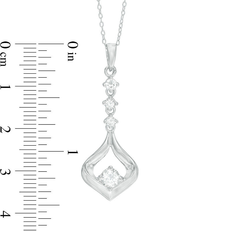Main Image 2 of 5.0mm Lab-Created White Sapphire Flame Pendant in Sterling Silver