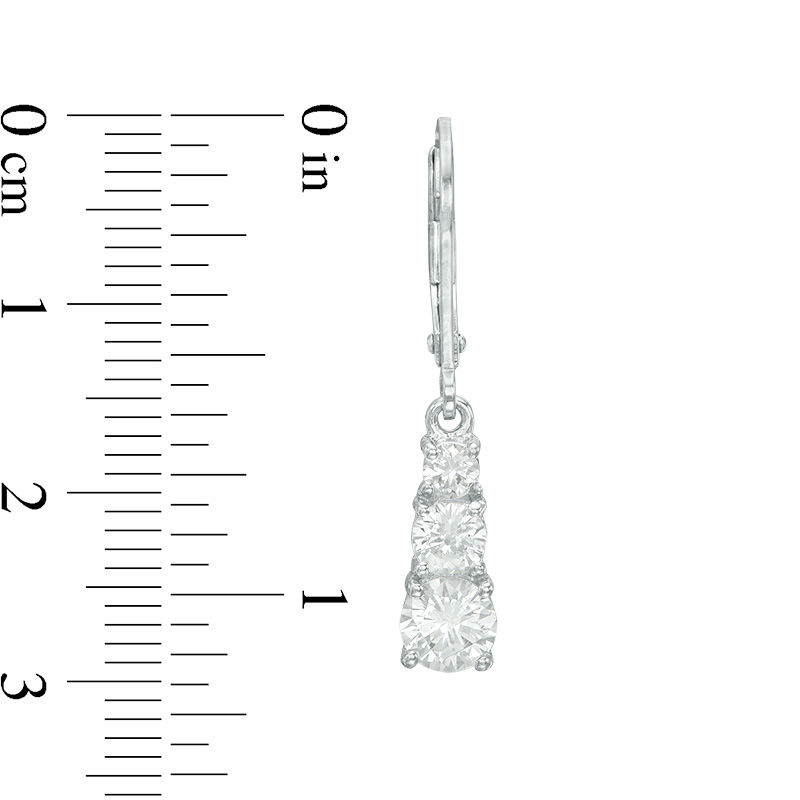 Main Image 2 of Lab-Created White Sapphire Three Stone Drop Earrings in Sterling Silver