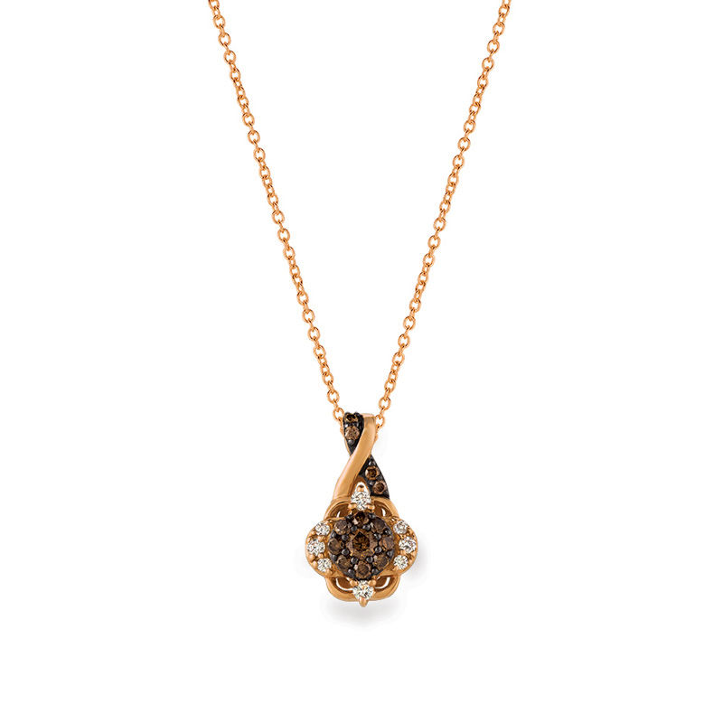 Le Vian Chocolate Diamonds 1 3 Ct T W Diamond Flower Twist Pendant In 14k Strawberry Gold Zales