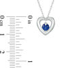 Thumbnail Image 1 of 4.0mm Lab-Created Blue Sapphire Heart Pendant in 10K White Gold