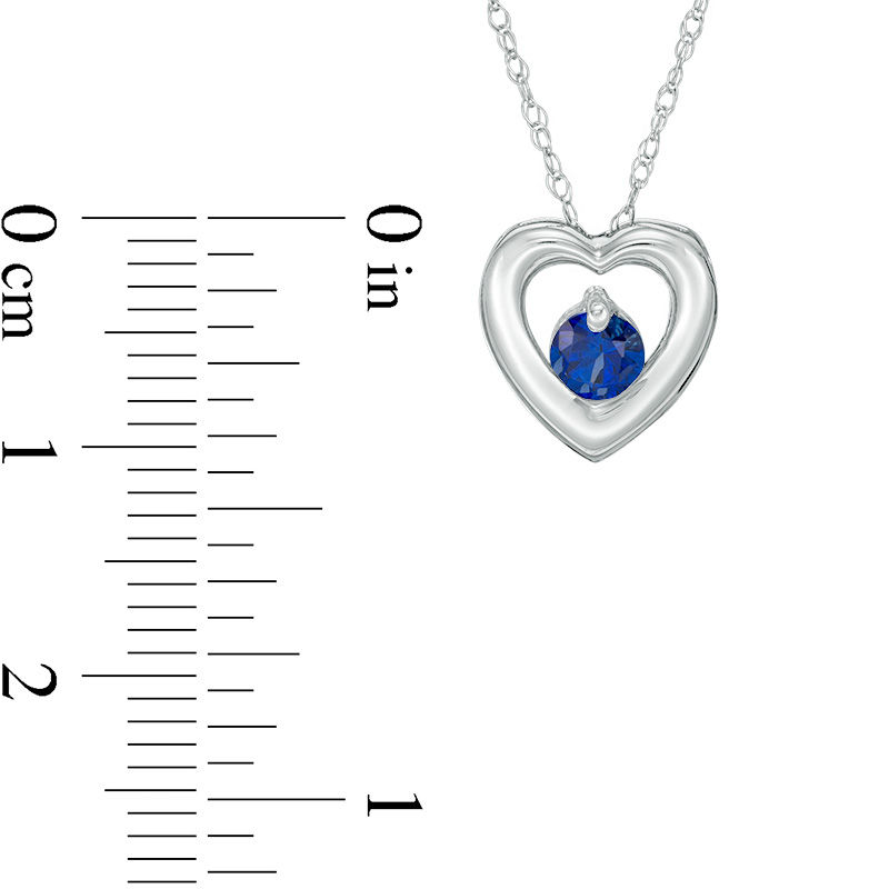 4.0mm Lab-Created Blue Sapphire Heart Pendant in 10K White Gold