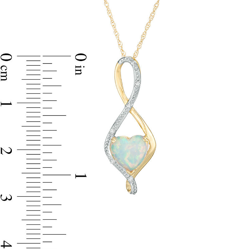 Main Image 2 of 8.0mm Heart-Shaped Lab-Created Opal and Diamond Accent Infinity Pendant in 10K Gold