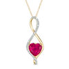 Thumbnail Image 0 of 8.0mm Heart-Shaped Lab-Created Ruby and Diamond Accent Infinity Pendant in 10K Gold