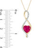 Thumbnail Image 1 of 8.0mm Heart-Shaped Lab-Created Ruby and Diamond Accent Infinity Pendant in 10K Gold