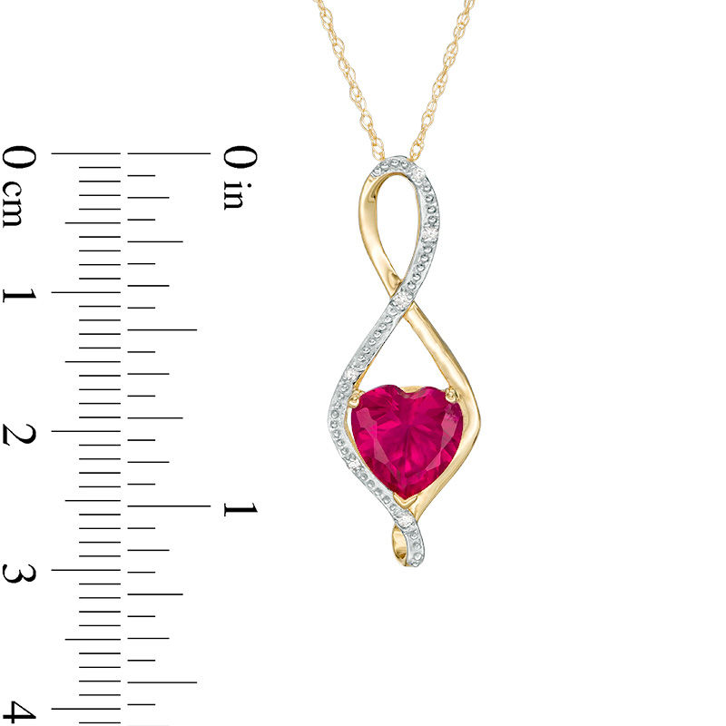 8.0mm Heart-Shaped Lab-Created Ruby and Diamond Accent Infinity Pendant in 10K Gold