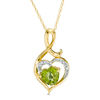 Thumbnail Image 0 of 6.0mm Heart-Shaped Peridot and Diamond Accent Swirl Heart Pendant in 10K Gold