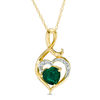 Thumbnail Image 0 of 6.0mm Heart-Shaped Lab-Created Emerald and Diamond Accent Swirl Heart Pendant in 10K Gold