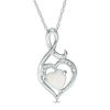 Thumbnail Image 0 of 6.0mm Heart-Shaped Lab-Created Opal and Diamond Accent Swirl Heart Pendant in 10K White Gold