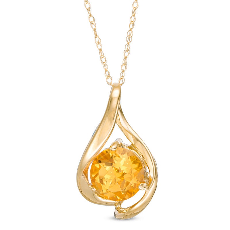 8.0mm Citrine Teardrop Pendant in 10K Gold