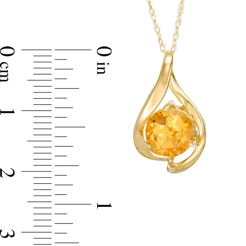 8.0mm Citrine Teardrop Pendant in 10K Gold