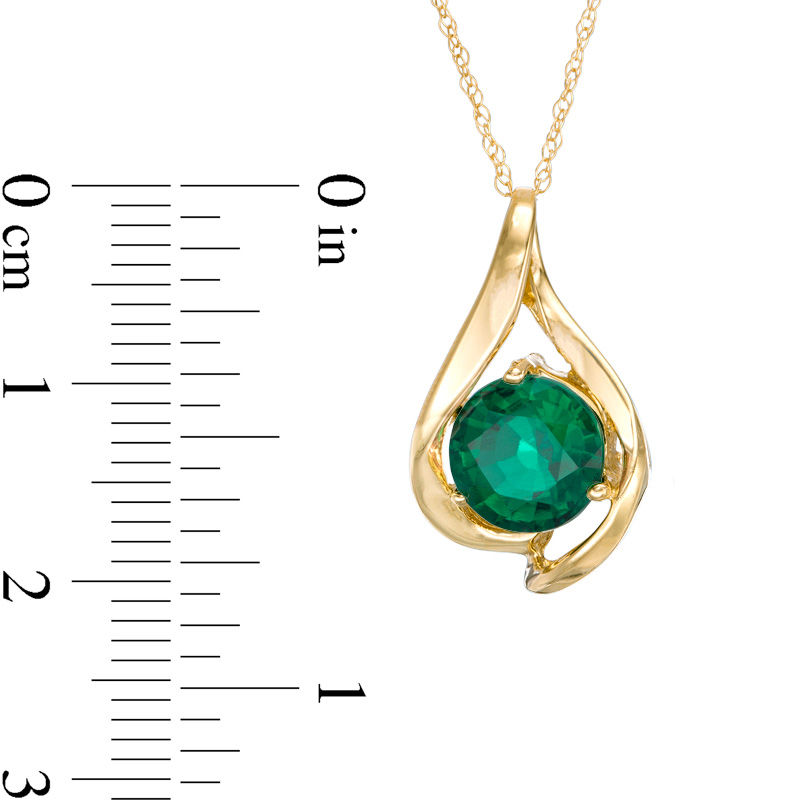 8.0mm Lab-Created Emerald Teardrop Pendant in 10K Gold