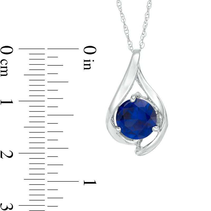 Main Image 2 of 8.0mm Lab-Created Blue Sapphire Teardrop Pendant in 10K White Gold
