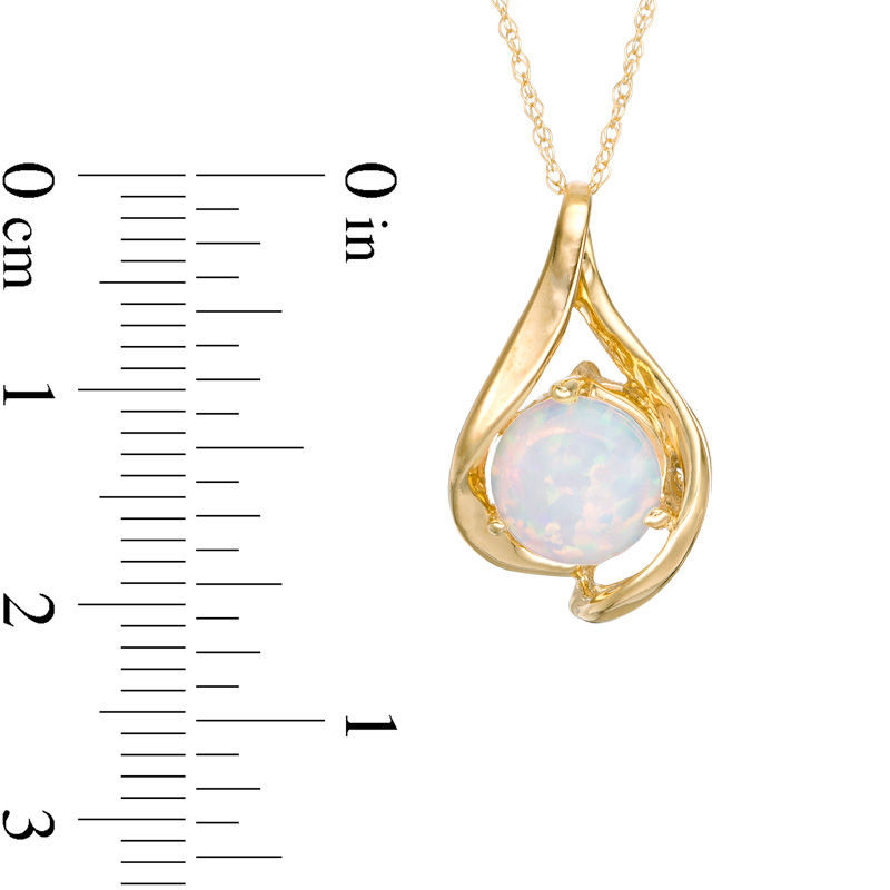 8.0mm Lab-Created Opal Teardrop Pendant in 10K Gold