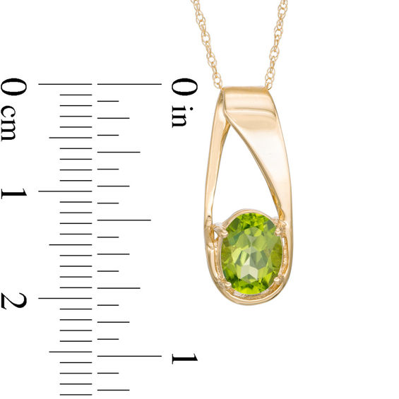 Oval Peridot Pendant in 10K Gold