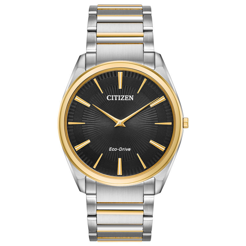 Main Image 1 of Men's Citizen Eco-Drive® Stiletto Two-Tone Watch with Black Dial (Model: AR3074-54E)