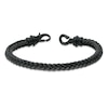 Thumbnail Image 2 of Men's Black and Grey Braided Leather Bracelet in Stainless Steel with Black IP - 8.5"