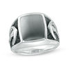 Thumbnail Image 1 of Cushion-Cut Hematite Oxidized Anchor Ring in Sterling Silver