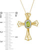 Thumbnail Image 1 of Oval Peridot and Diamond Accent Gothic-Style Cross Pendant in 10K Gold
