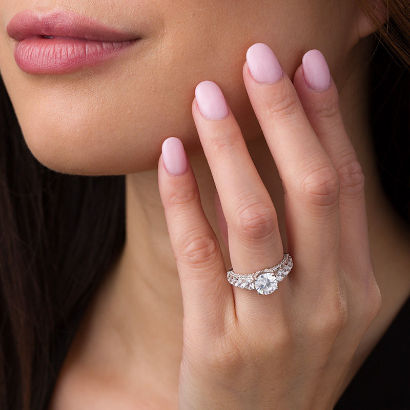 Main Image 2 of Celebration Ideal 3 CT. T.W. Certified Diamond Engagement Ring in 14K White Gold (I/I1)