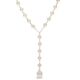 Baroque and Oval Freshwater Cultured Pearl "Y" Necklace in Sterling Silver