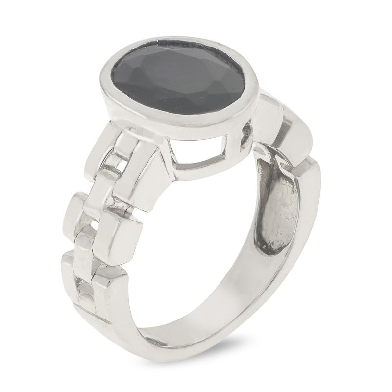 Oval Onyx Ring in Sterling Silver