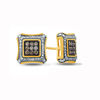 Thumbnail Image 1 of 1/5 CT. T.W. Champagne and White Composite Diamond Cushion Frame Stud Earrings in 10K Gold with Black Rhodium