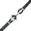 Thumbnail Image 0 of Men's Black Leather Anchor Bracelet in Sterling Silver - 8.5"
