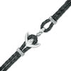 Thumbnail Image 1 of Men's Black Leather Anchor Bracelet in Sterling Silver - 8.5"