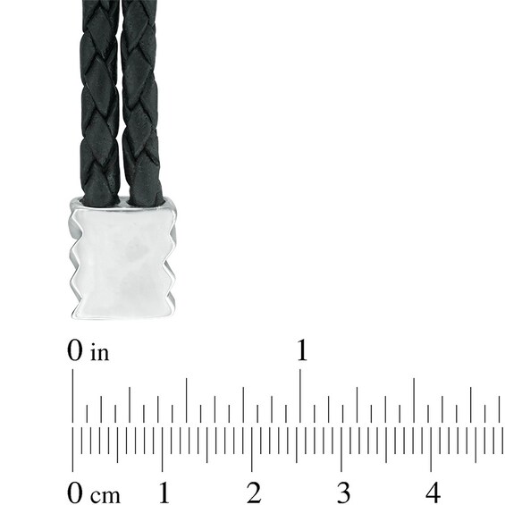 Black Leather Anchor Bracelet in Sterling Silver - 8.5"
