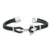 Thumbnail Image 2 of Men's Black Leather Anchor Bracelet in Sterling Silver - 8.5"