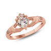 Thumbnail Image 1 of 6.0mm Heart-Shaped Morganite and Diamond Accent Claddagh Ring in 10K Rose Gold
