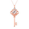 Thumbnail Image 0 of 6.0mm Cushion-Cut Morganite and Diamond Accent Key Pendant in 10K Rose Gold