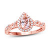 Thumbnail Image 0 of Pear-Shaped Morganite and 1/8 CT. T.W. Diamond Frame Twist Shank Ring in 10K Rose Gold