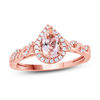 Thumbnail Image 1 of Pear-Shaped Morganite and 1/8 CT. T.W. Diamond Frame Twist Shank Ring in 10K Rose Gold