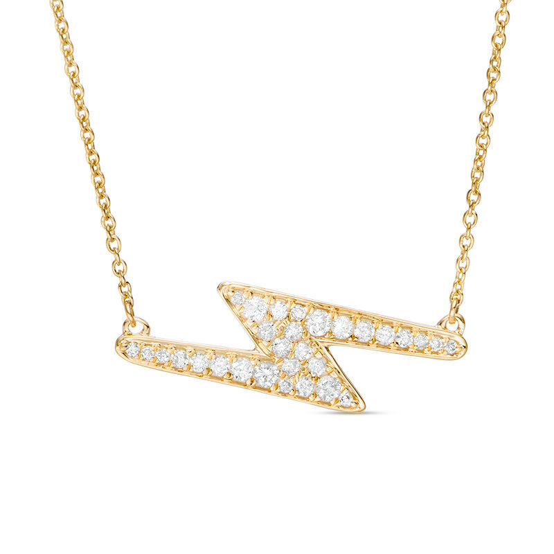 1 4 Ct T W Diamond Lightning Bolt Necklace In 10k Gold T W Diamond Lightning Bolt Necklace In 10k Gold
