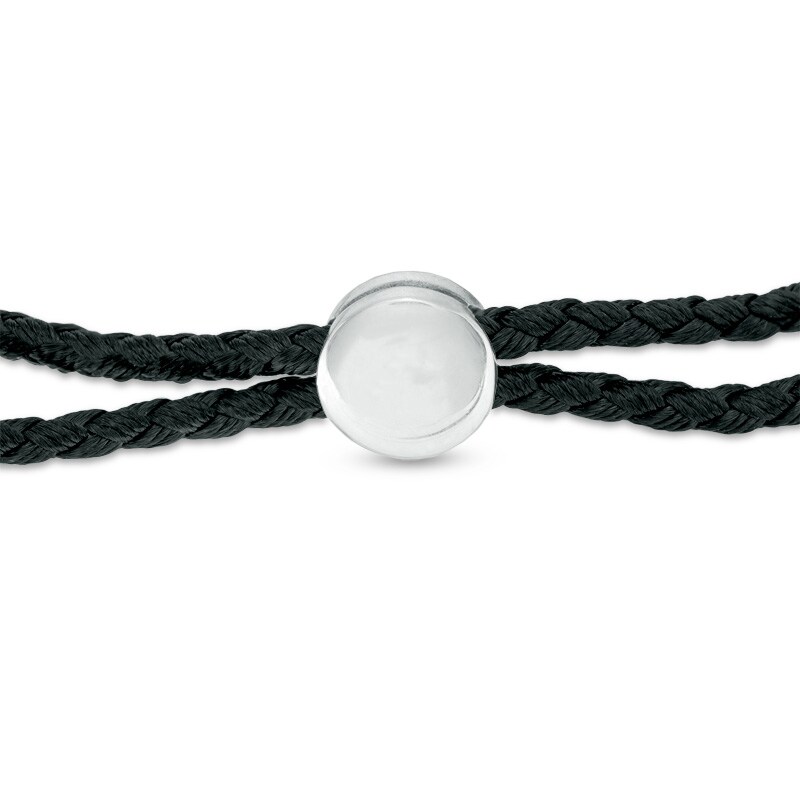 Main Image 2 of Men's 8.0mm Hematite Bead with Anchor Bolo Bracelet in Sterling Silver - 10"