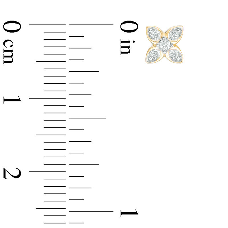 Main Image 2 of 1/8 CT. T.W. Diamond Flower Stud Earrings in 10K Gold