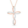 Thumbnail Image 0 of 1/10 CT. T.W. Diamond Twist Cross Pendant in 10K Rose Gold