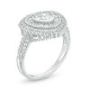 Thumbnail Image 1 of 6.0mm Trillion-Cut Lab-Created White Sapphire Double Frame Ring in Sterling Silver