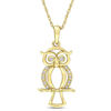 Thumbnail Image 1 of Diamond Accent Owl Pendant in 10K Gold - 17"