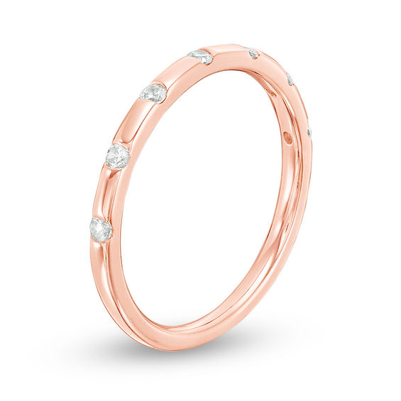 1/8 CT. T.w. Diamond Seven Stone Station Anniversary Band in 10K Rose Gold