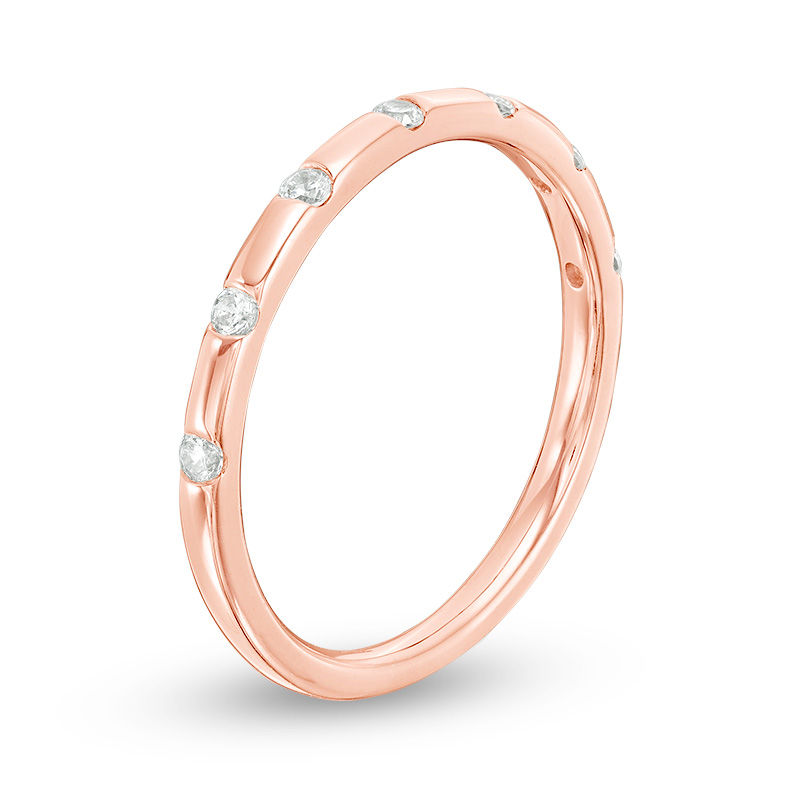 Main Image 2 of 1/8 CT. T.W. Diamond Seven Stone Station Anniversary Band in 10K Rose Gold
