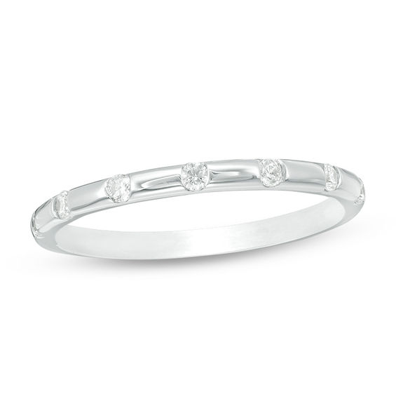 1/8 CT. T.w. Diamond Seven Stone Stackable Band in 10K White Gold