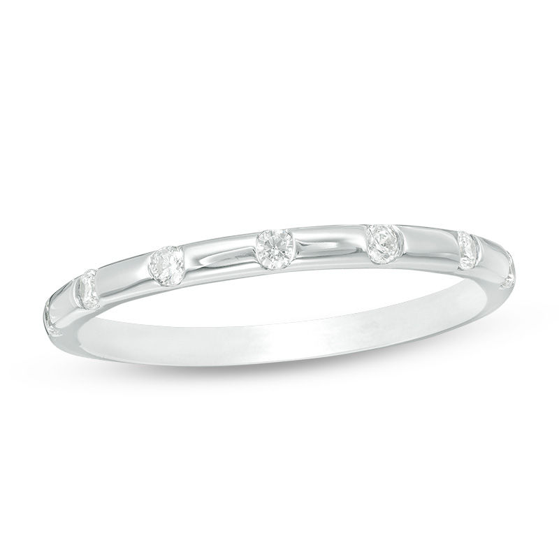 Main Image 1 of 1/8 CT. T.W. Diamond Seven Stone Stackable Band in 10K White Gold