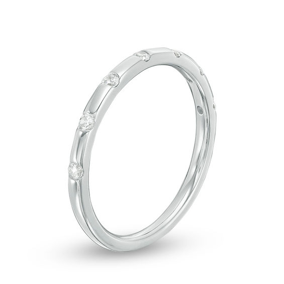 1/8 CT. T.w. Diamond Seven Stone Stackable Band in 10K White Gold